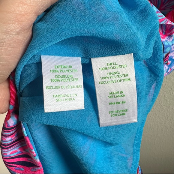Lilly Pulitzer Arcella Dress Pink Blue Puff Sleeve Vneck Women’s Size 6 Medium - Picture 8 of 11